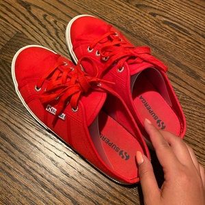 red superga slip ons